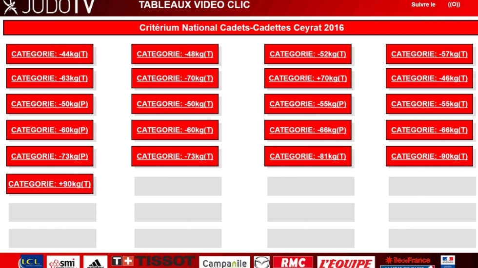 TABLEAUX CRITERIUM CADETS